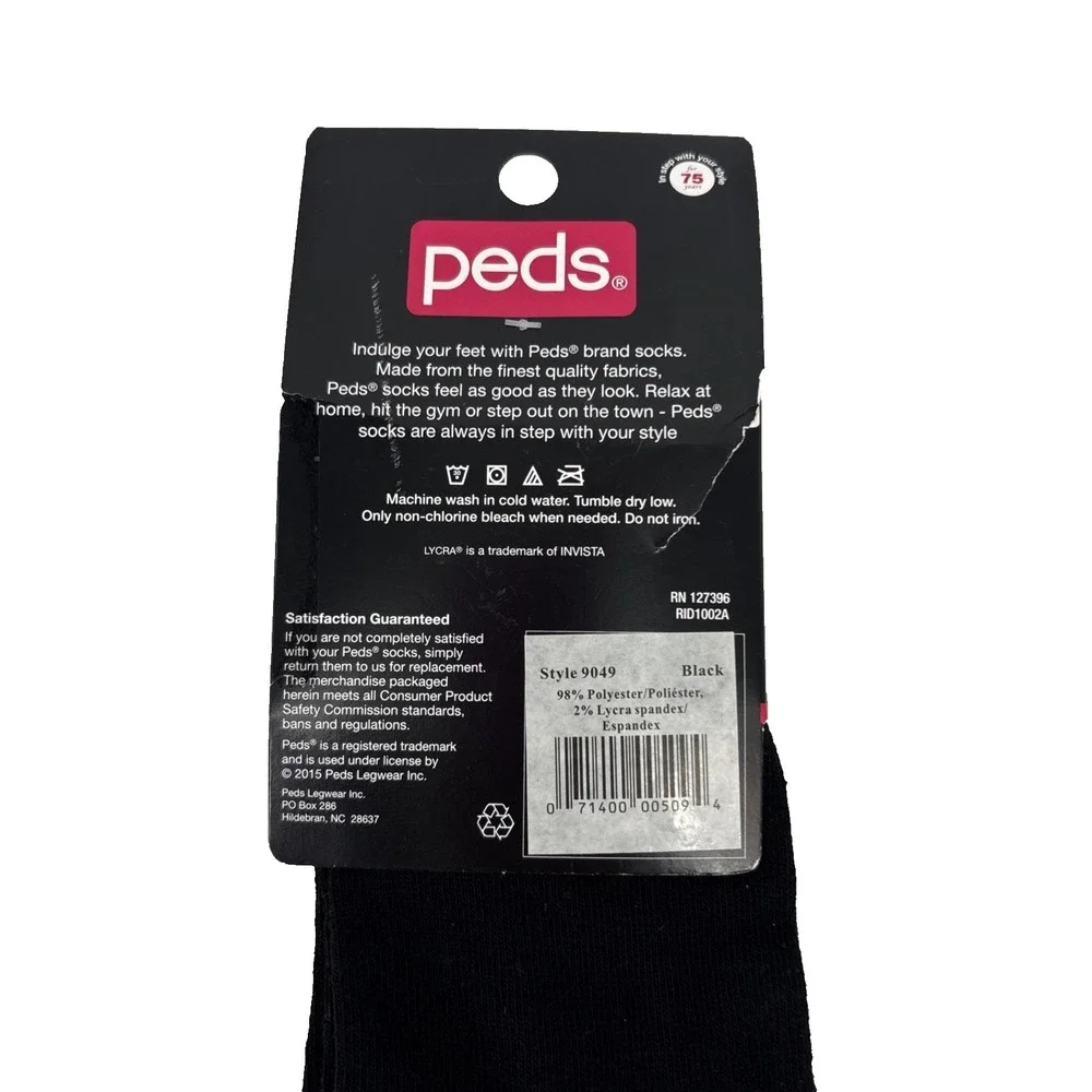 Peds‎ Women's Socks Quarter Flatknit 4 Pair (Black) Sizes 5-10 NWT